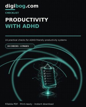 ADHD Checklist cover - 24 productivity checks