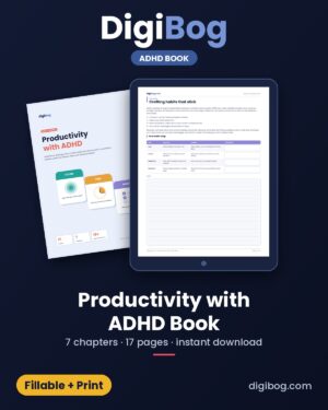 Productivity with ADHD Book fillable PDF cover
