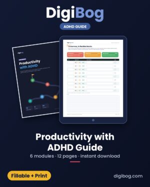 Productivity with ADHD Guide fillable PDF cover