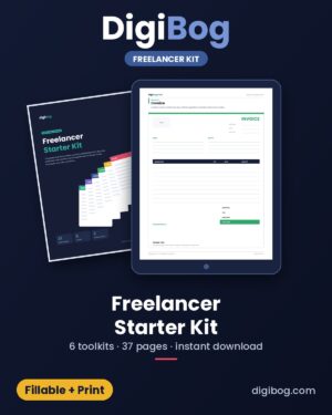 Freelancer Starter Kit fillable PDF cover by DigiBog
