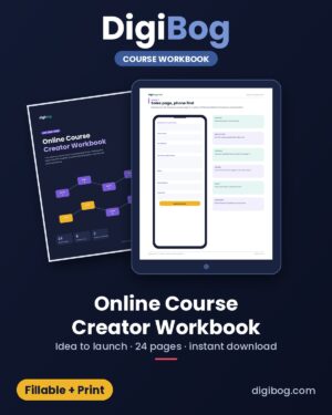 Online Course Creator Workbook fillable PDF cover by DigiBog